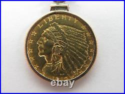 1912 2 1/2 Dollar Gold Quarter Eagle Indian Head Coin Pendant