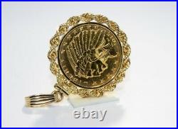 1915 $5 U. S. Indian Head Coin Bezel Pendant in 14K Yellow Gold
