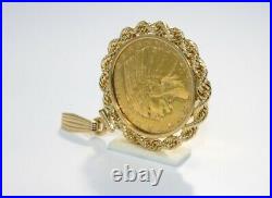 1915 $5 U. S. Indian Head Coin Bezel Pendant in 14K Yellow Gold