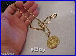 1917 Veinte Pesos Gold Coin in 14k Gold Bezel with 21 inch 14k Gold Necklace