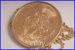 1921-1947 Bicentennial 37.5 ORO 50 Pesos Gold Coin Necklace 14K Gold Rope Chain