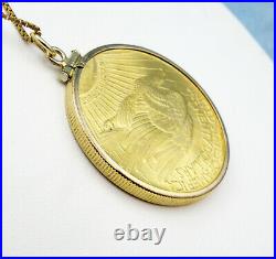 1924 $20 Saint-Gaudens Gold Double Eagle Coin Pendant, 10K Yellow Gold Bezel