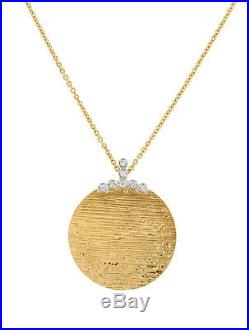 $1940 Roberto Coin LARGE 18K Diamond Gold Elephantino Disc Pendant Necklace