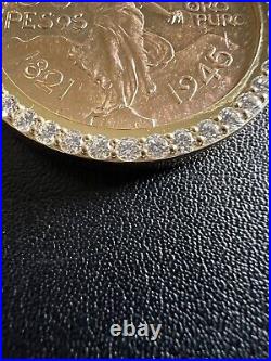 1945 50 Pesos Centenario Coin With 18k Diamond Bezel 4ct F VS 71g