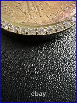 1945 50 Pesos Centenario Coin With 18k Diamond Bezel 4ct F VS 71g
