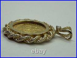 1945 Dos Pesos Coin Without Stone Pendant With Free Chain 14k Yellow Gold Plated