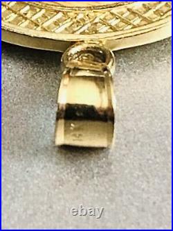 1945 MEXICO Dos Pesos. 900 Gold Coin in 14K Greek Key Pendant Bezel