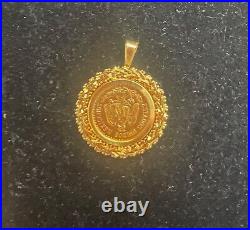 1945 Mexico 2.5 Pesos Gold Coin in 14K Twisted Bezel Pendent Dos Y Medio