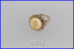 1945 Mexico Gold Dos Pesos 14k Gold Ring Size 6 1/2