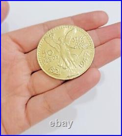 1947 Mexican Centenario 50 Gold Pesos Copy Coin Solid 10k Yellow Gold Centenaro