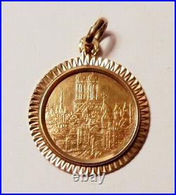 1972 Olympia Munchen Gold Coin Olympic in 14K Yellow Gold Bezel Pendant