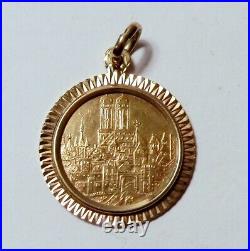 1972 Olympia Munchen Gold Coin Olympic in 14K Yellow Gold Bezel Pendant