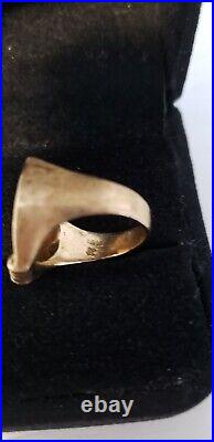 1981 1/10 Krugerrand Coin Ring Size 4 Set in 14K Yellow Gold By Alexander-10.4 g