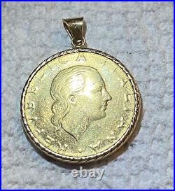 1981 200 Lire Italian Coin With 14k Yellow Gold Bezel Pendant 5.7g