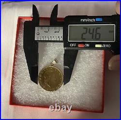 1981 200 Lire Italian Coin With 14k Yellow Gold Bezel Pendant 5.7g