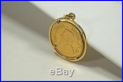 1981 South African Krugerrand Coin in 18k Yellow Gold Pendant