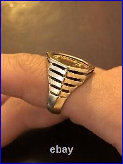 1982 South Africa 1/10th Oz Gold Krugerrand Mens Coin ring
