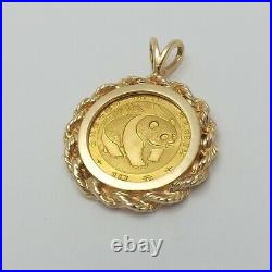 1983 10th ounce 999 Chinese Panda 10 Yuan Coin 14k Gold Rope Edge Charm Pendant