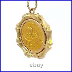 1984 Panda 1/20 Oz Gold Coin and 14K Yellow Gold Pendant