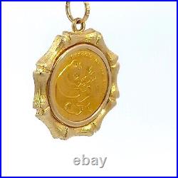 1984 Panda 1/20 Oz Gold Coin and 14K Yellow Gold Pendant