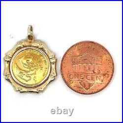 1984 Panda 1/20 Oz Gold Coin and 14K Yellow Gold Pendant