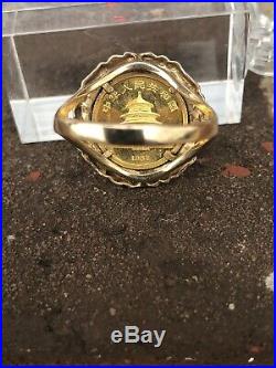 1987 1/20 oz 5 Yuan Panda Coin 14K Yellow Gold Ring Ring Size 8 1/2. 4.9 Grams