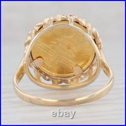 1987 Chinese Panda Coin Ring 14k 999 Yellow Gold Size 8.75 5 Yuan
