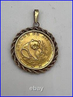 1988 1/10 Oz Panda Coin Chain 14k Yellow Gold Plated Without Stone Pendant With