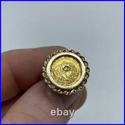 1988.999 1/20 Ounce Gold Panda Coin Set In 14K Sz 7.5 Ring 5.1g