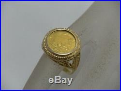 1991 Gold Coin Isle of Man Crown Cat Series 1/25 oz 14K Yellow Gold Coin Ring