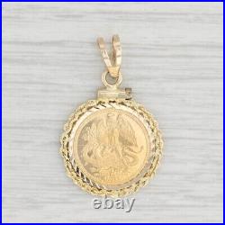 1991 Isle of Man Angel 1/20oz Coin Pendant 14k 22k Gold Elizabeth II Collectible