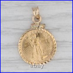 1992 1/10ozt 5 Dollar American Eagle Liberty Coin Pendant 14k 22k Yellow Gold