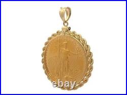 1993 American Eagle Coin Shape Pendant Without Stone 14k Yellow Gold Plated