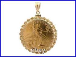 1993 American Eagle Coin Shape Pendant Without Stone 14k Yellow Gold Plated