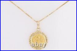 1994 Panda 5 Yuan Coin Framed Pendant on 25 Necklace 14k Yellow Gold 6.22 Grams