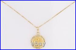 1994 Panda 5 Yuan Coin Framed Pendant on 25 Necklace 14k Yellow Gold 6.22 Grams