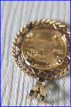 1996 $5 American Gold Eagle Coin in 14k gold Pendant and chain