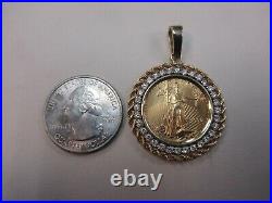 1998 Us Liberty $10.00 Gold Coin Diamond Pendant