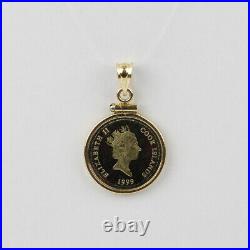 1999 Cook Islands 14k Yellow Gold Garfield Colorized Coin Pendant