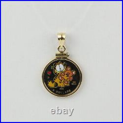 1999 Cook Islands 14k Yellow Gold Garfield Colorized Coin Pendant