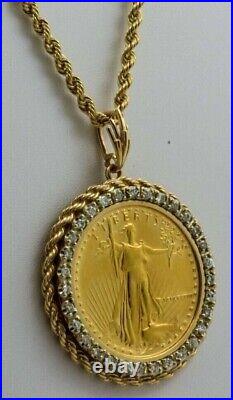 1Ct Round Lab Created Diamond Lady Liberty Coin Pendant 14K Yellow Gold Plated