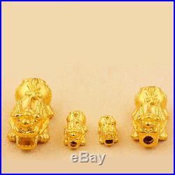1PCS Pure 999 24K Yellow Gold 3D Good Coin PIXIU Bead Pendant /1.2g