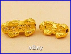 1PCS Pure 999 24K Yellow Gold 3D Good Coin PIXIU Bead Pendant /1.2g