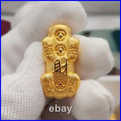 1PCS Pure 999 24K Yellow Gold Women Men Pendant 3D Lucky Bless Coin Pixiu Bead