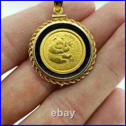 1/10 Ounce 999 Bullion Coin Pendant China Panda 14k Yellow Gold Plated Silver