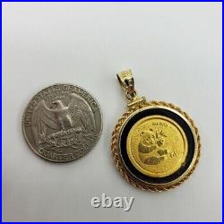 1/10 Ounce 999 Bullion Coin Pendant China Panda 14k Yellow Gold Plated Silver