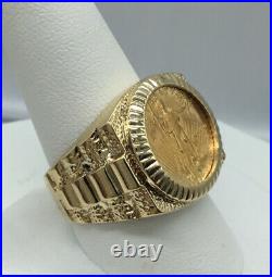 1/10 oz. 14K Yellow Gold 1989 Gold Coin Ring Size 10.5