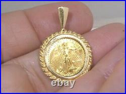 1/10th Ounce Walking Liberty Gold Coin Pendant With 14k Bezel
