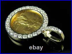 1.20 Ct Diamond Statue Of Liberty Lady Coin Charm Pendant 14K Yellow Gold Over