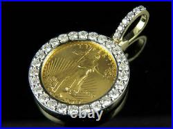 1/2 Ct Diamond Statue of Liberty Lady Coin Charm Pendant 10K Yellow Gold Finish